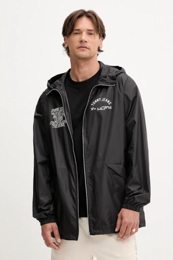Bunda Tommy Jeans čierna farba, prechodná, DM0DM21679