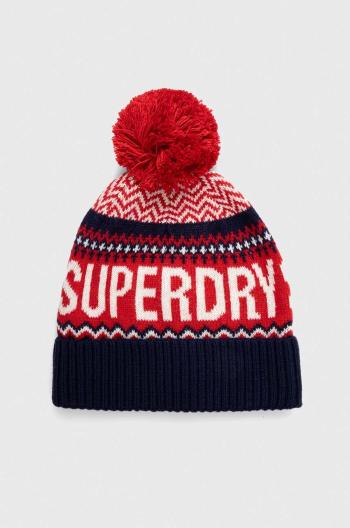 Čiapka s prímesou vlny Superdry tmavomodrá farba