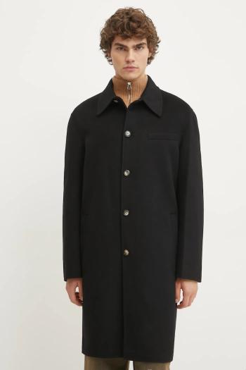 Vlnený kabát Nanushka JANNO čierna farba, prechodný, oversize, NM24CROW01799