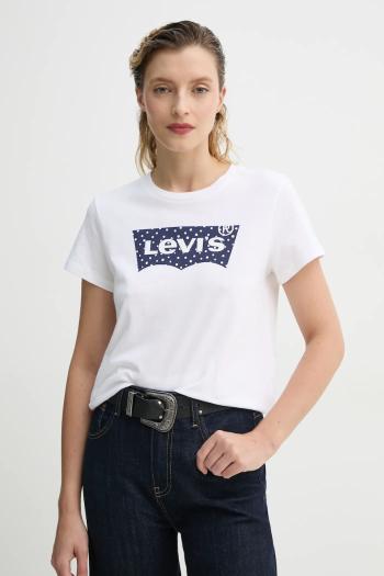 Bavlnené tričko Levi's THE PERFECT TEE dámske, biela farba, 17369