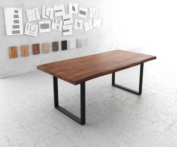 Jedálenský stôl Edge 200x100 cm XL akáciová hnedá kovová čierna