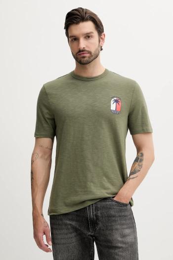 Bavlnené tričko Tommy Hilfiger pánske, zelená farba, s potlačou, MW0MW39354