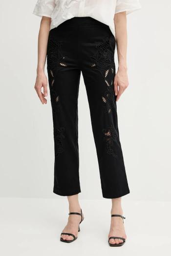 Nohavice Sisley čierna farba, strih chinos, vysoký pás, 48R0LF075