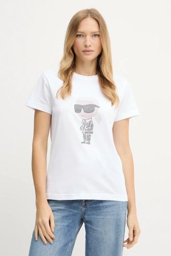 Bavlnené tričko Karl Lagerfeld biela farba