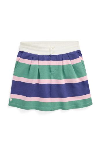 Dievčenská bavlnená sukňa Polo Ralph Lauren tmavomodrá farba, mini, áčkový strih, 313971042001
