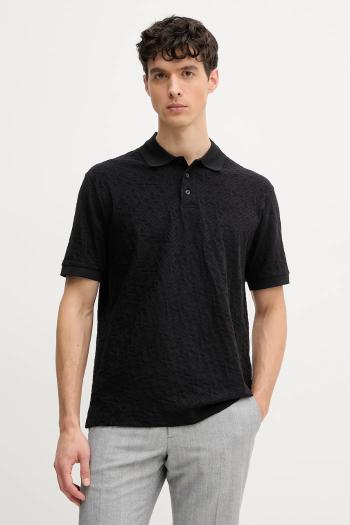 Bavlnené polo tričko Armani Exchange pánske, čierna farba, vzorovaný, XM000477 AF10337