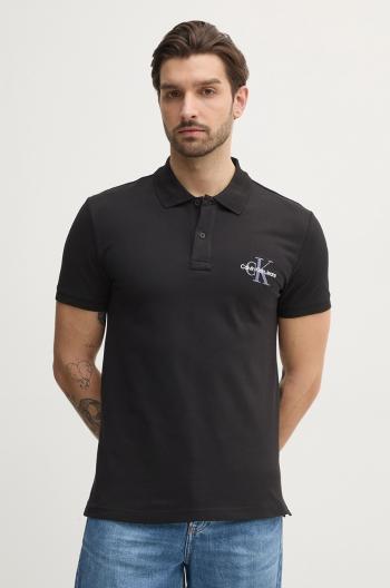 Polo tričko Calvin Klein Jeans pánske, čierna farba, s nášivkou, J30J325664