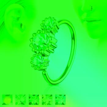 Oceľový 316L piercing do nosa alebo ucha - farebné zirkóny v objímke - Farba zirkónu: Dúhová - AB