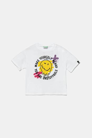 Detské bavlnené tričko United Colors of Benetton biela farba, 3I1XC10NQ
