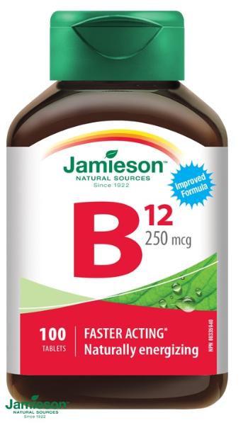 JAMIESON Vitamín B12 kyanokobalamín 250 µg 100 tbl. 100 tabliet