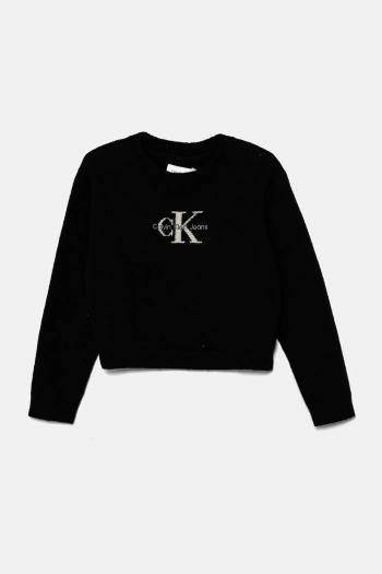 Detský sveter Calvin Klein Jeans čierna farba, IG0IG02830