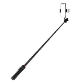 MG Tripod Bluetooth selfie tyč s LED svetlom 1.3m, čierna