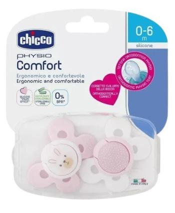 CHICCO Cumlík Physio Comfort silikónový zajačik/bodky 0-6m 2 ks