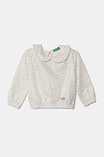 Detská mikina United Colors of Benetton biela farba, vzorovaná, 3S73G10GF