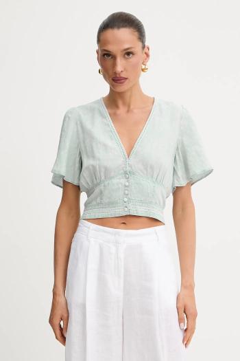 Blúzka s prímesou ľanu Guess LUIZA s nášivkou, W5GH82 D5N81