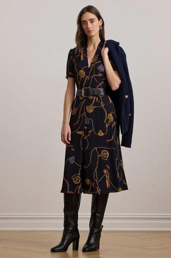 Šaty Lauren Ralph Lauren tmavomodrá farba, midi, áčkový strih, 200957152