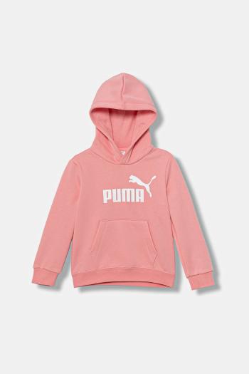 Detská mikina Puma ESS No. 1 Logo Hoodie FL PS ružová farba, s kapucňou, s potlačou, 684931