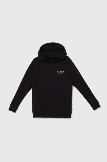 Detská bavlnená mikina Vans BY Full Patched II PO čierna farba, s kapucňou, s potlačou, VN000JBEBLK1
