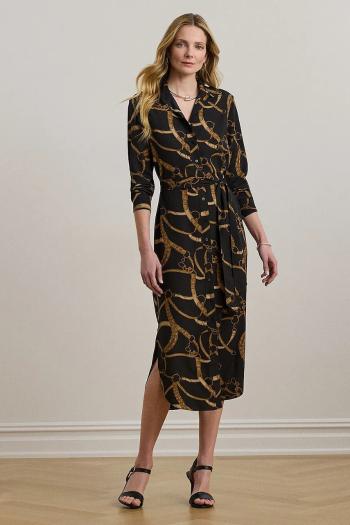 Šaty Lauren Ralph Lauren čierna farba, midi, rovný strih, 200978812