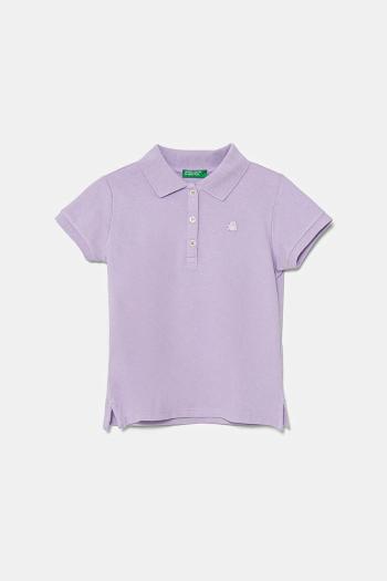 Detské polo tričko United Colors of Benetton fialová farba, s golierom, 3WG9G300A