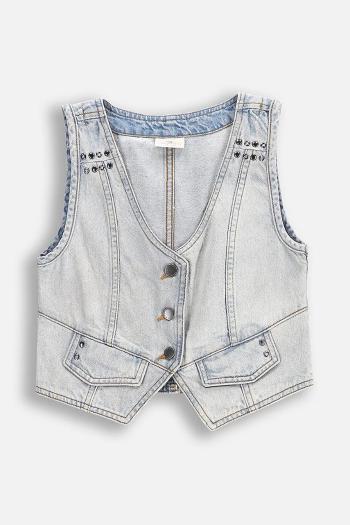 Detská vesta Coccodrillo šedá farba, JEANS COLLECTION GIRL
