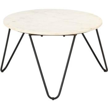 SHUMEE Konferenčný stolík biely 65 × 65 × 42 cm pravý kameň mramorový vzor, 286446