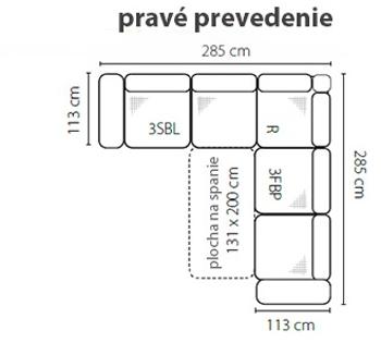 Stagra Rohová sedacia súprava MELLO Prevedenie: Pravé - 3SBL+R+3FBP