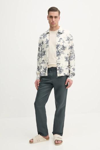 Ľanové nohavice ZADIG&VOLTAIRE pánske, šedá farba, WMPA01208