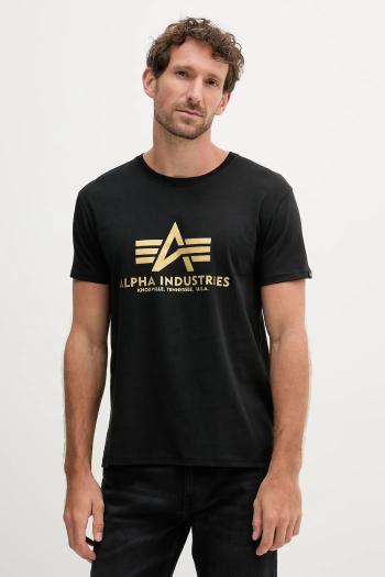 Bavlnené tričko Alpha Industries pánske, čierna farba, s potlačou, 100501CB.365