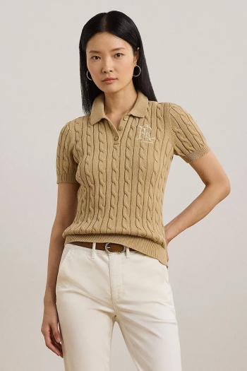 Bavlnený sveter Lauren Ralph Lauren béžová farba, 200932224