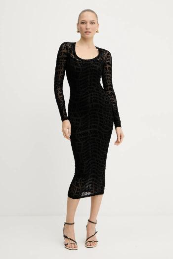 Šaty Versace Jeans Couture čierna farba, midi, priliehavé, 79HAO920 JS490