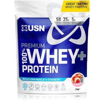 USN 100 % Premium Whey Bag, 2 000 g, jahoda (6009544918653) + ZDARMA Shaker USN