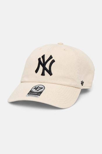 Bavlnená šiltovka 47 brand MLB New York Yankees béžová farba, s nášivkou, B-RGW17GWS-NTB