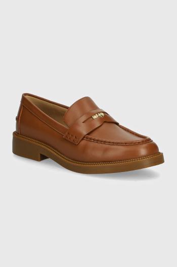 Kožené mokasíny MICHAEL Michael Kors Eden dámske, hnedá farba, na plochom podpätku, 40R4EDMP1L 230