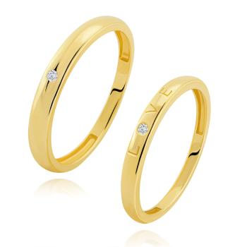 Obrúčky v 14K žltom zlate - číry zirkón, dámska obrúčka s nápisom LOVE - Veľkosť: 62 mm