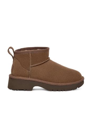 Detské semišové snehule UGG KIDS CLASSIC ULTRA MINI NEW HEIGHTS hnedá farba, 1157732K