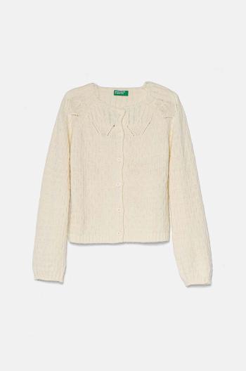 Detský kardigan s prímesou vlny United Colors of Benetton béžová farba, tenký, 1076G500J