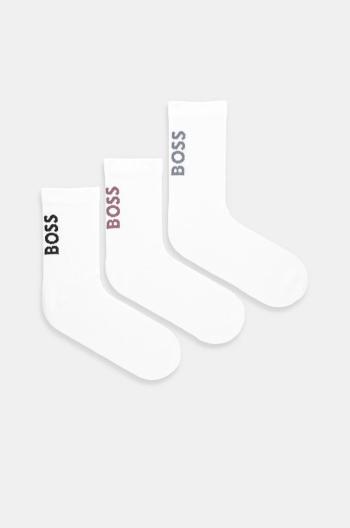 Ponožky BOSS 3-pak pánske, biela farba, 50531540