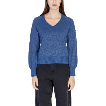 Vila  VITULI L/S V-NECK GLITER KNIT TOP/PB 14098057  Svetre Modrá