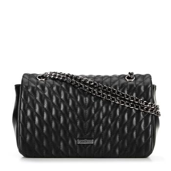 Dámska crossbody kabelka z ekokože s geometrickým prešívaním čierna 99-4Y-604-1