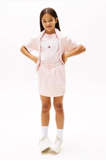 Dievčenská sukňa Tommy Hilfiger ružová farba, mini, rovný strih, KG0KG08562