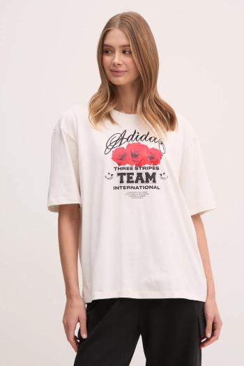 Tričko adidas Originals FLOWER TEE dámske, béžová farba, JN6690