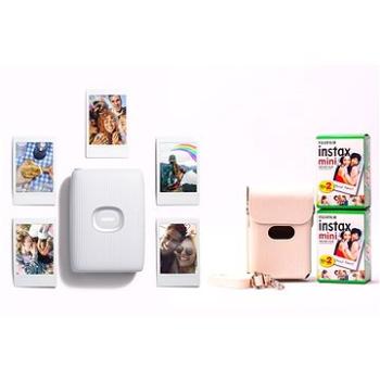 Fujifilm Instax Mini Link 2 Clay White + Link Case White Bundle (FTINFTVA2203)