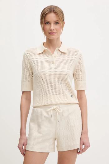 Bavlnené polo tričko Helly Hansen SALT dámske, béžová farba, 34400