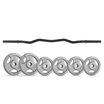 Capital Sports Curlbar-set, činkové kotúče, 20 kg, 6 závaží, čierne