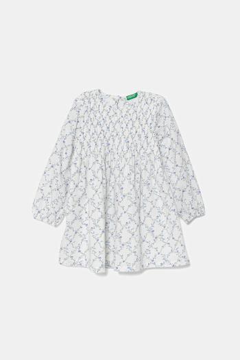 Dievčenské bavlnené šaty United Colors of Benetton biela farba, midi, áčkový strih, 40VFGV028