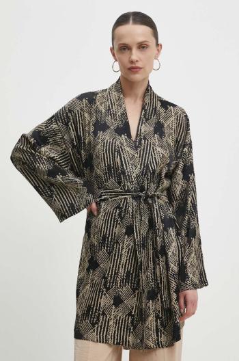 Kimono Answear Lab čierna farba, vzorované