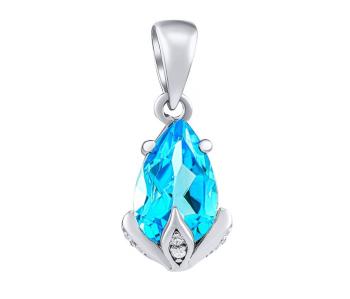 Silvego Strieborný prívesok Clarissa so Swiss Blue Topaz a Brilliance Zirconia JJJ1267PTS