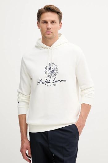 Mikina Polo Ralph Lauren biela farba, s kapucňou, jednofarebná, 710978033