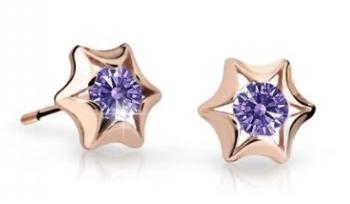 Cutie Jewellery Detské náušnice z ružového zlata C2159-30-X-4 fialová
